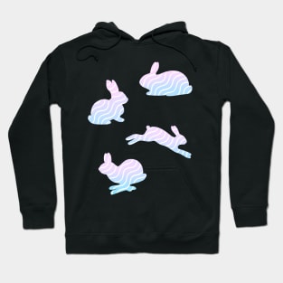 Pastel Easter Bunny Rabbit Wavy Pattern Hoodie